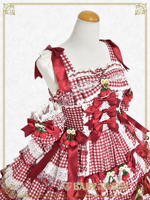 [Pre-order] Doki Doki♡Heart fluttering Princess Strawberry Gingham Jumper Skirt
