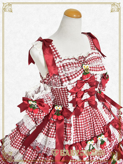 [Pre-order] Doki Doki♡Heart fluttering Princess Strawberry Gingham Jumper Skirt