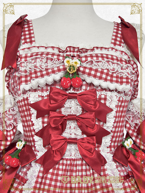 [Pre-order] Doki Doki♡Heart fluttering Princess Strawberry Gingham Jumper Skirt