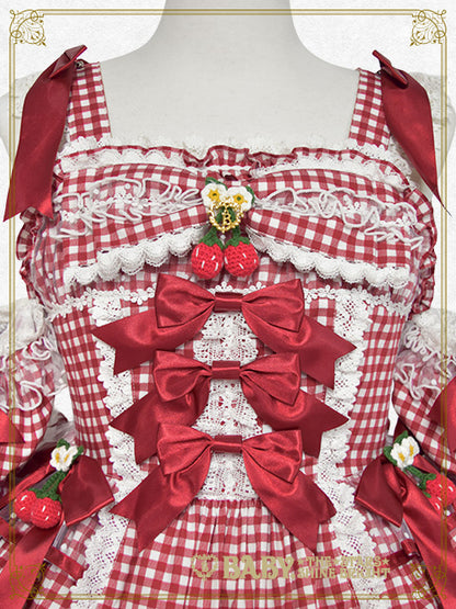 [Pre-order] Doki Doki♡Heart fluttering Princess Strawberry Gingham Jumper Skirt