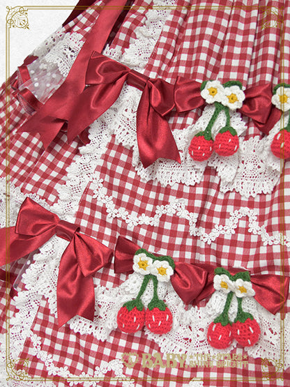 [Pre-order] Doki Doki♡Heart fluttering Princess Strawberry Gingham Jumper Skirt
