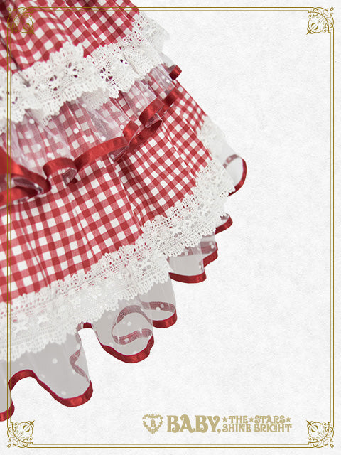 [Pre-order] Doki Doki♡Heart fluttering Princess Strawberry Gingham Jumper Skirt