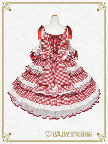 [Pre-order] Doki Doki♡Heart fluttering Princess Strawberry Gingham Jumper Skirt