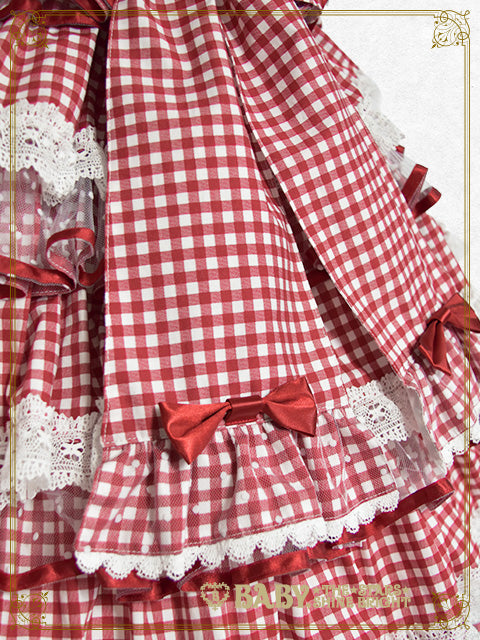 [Pre-order] Doki Doki♡Heart fluttering Princess Strawberry Gingham Jumper Skirt