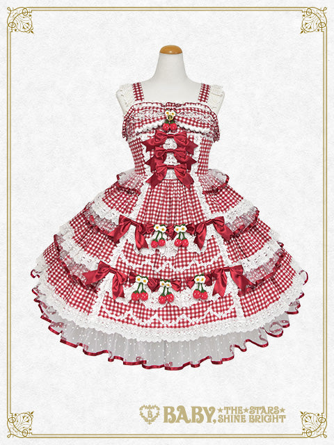[Pre-order] Doki Doki♡Heart fluttering Princess Strawberry Gingham Jumper Skirt