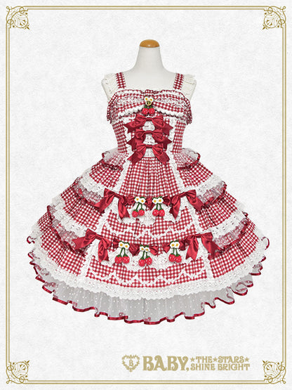 [Pre-order] Doki Doki♡Heart fluttering Princess Strawberry Gingham Jumper Skirt