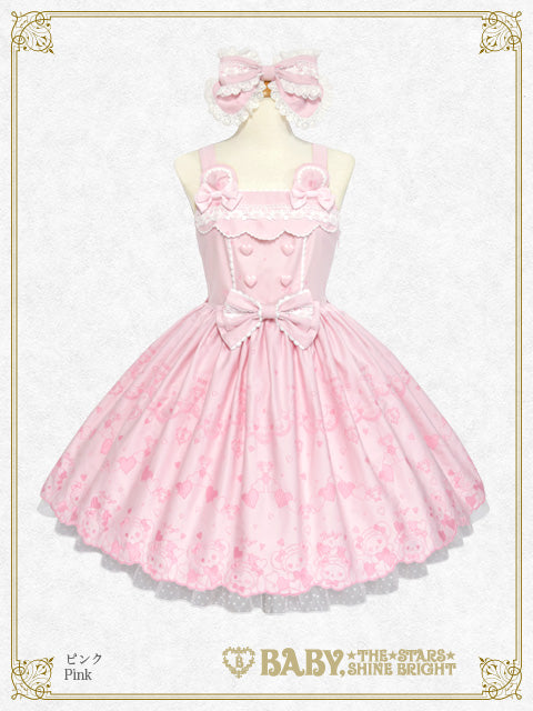 【予約】くみゃちゃんのLove Heart Embroidery ジャンパースカートⅠ&カチューシャセット