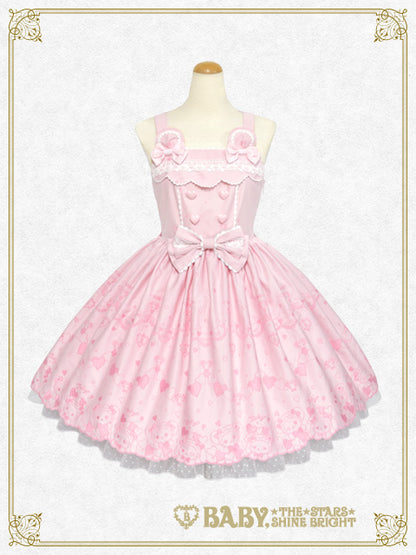 [Pre-order] Kumya’s Love Heart Embroidery Jumper Skirt I & Head bow Set