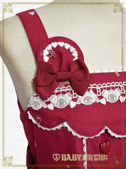 [Pre-order] Kumya’s Love Heart Embroidery Jumper Skirt I & Head bow Set