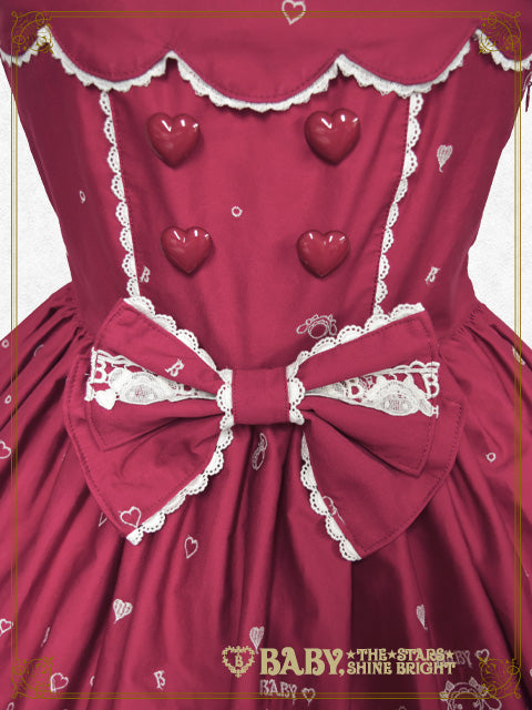 [Pre-order] Kumya’s Love Heart Embroidery Jumper Skirt I & Head bow Set