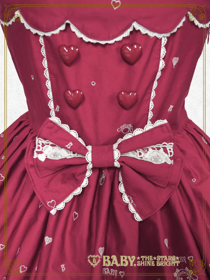 [Pre-order] Kumya’s Love Heart Embroidery Jumper Skirt I & Head bow Set