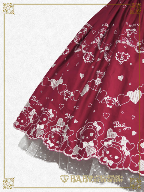 [Pre-order] Kumya’s Love Heart Embroidery Jumper Skirt I & Head bow Set