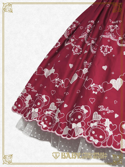 [Pre-order] Kumya’s Love Heart Embroidery Jumper Skirt I & Head bow Set