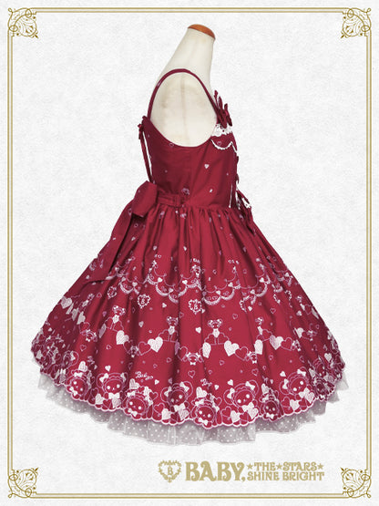 [Pre-order] Kumya’s Love Heart Embroidery Jumper Skirt I & Head bow Set