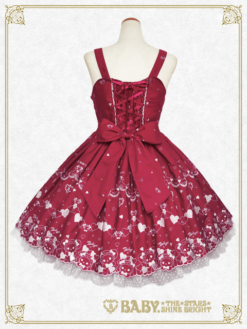 [Pre-order] Kumya’s Love Heart Embroidery Jumper Skirt I & Head bow Set