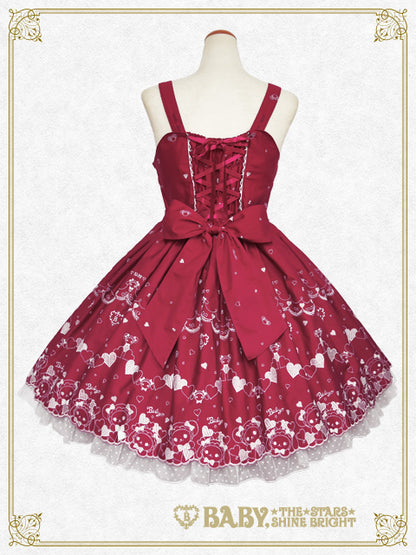 [Pre-order] Kumya’s Love Heart Embroidery Jumper Skirt I & Head bow Set