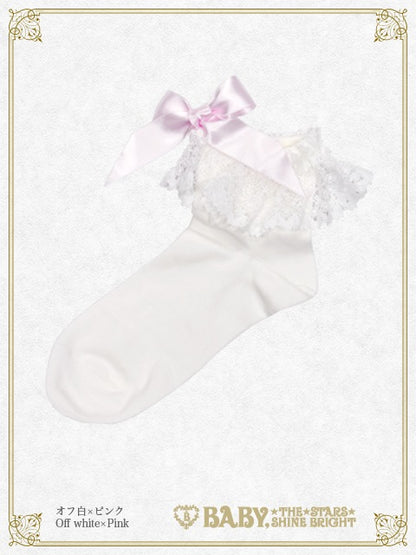 Torsion lace crew length socks
