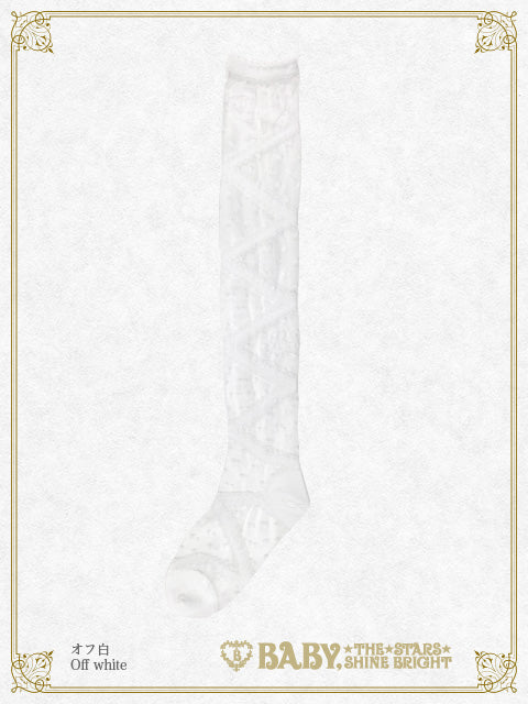 Lace up dot see-through Over-knee socks