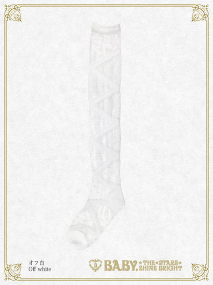 Lace up dot see-through Over-knee socks