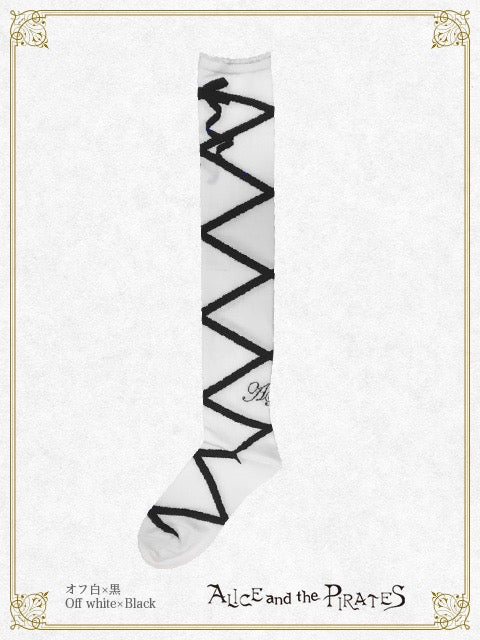 A/P lace up ribbon over knee socks