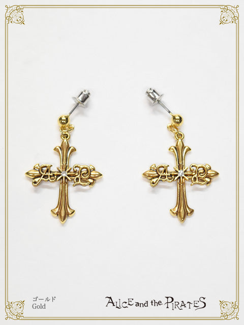 A/P Cross pierced earrings