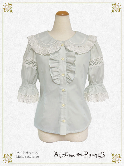 sailor collar half sleeve blouse