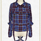 Tartan check pattern overshirt with harness belt