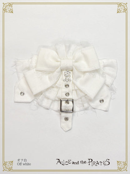 Monochrome gauze frill ribbon barrette