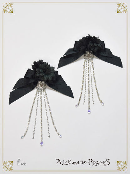 Black Rose Fantasia ~Flower in the Dark~ Chain Ribbon Clips