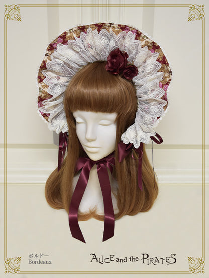 追憶のオーナメントローズ柄ボンネット