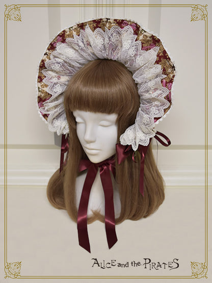 追憶のオーナメントローズ柄ボンネット