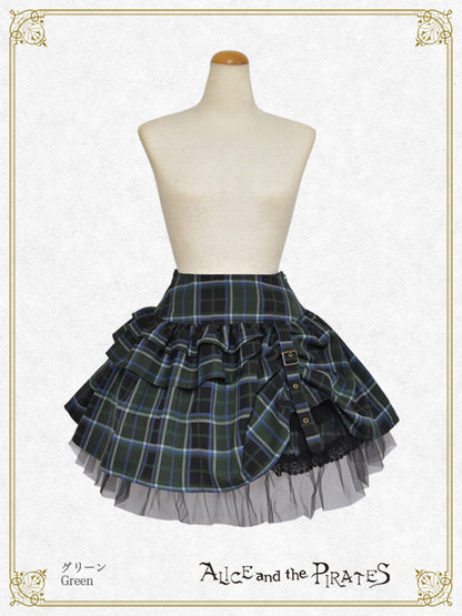 【Reservation】Tartan check pattern hipbone mini skirt