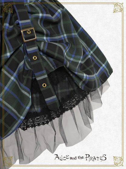 【Reservation】Tartan check pattern hipbone mini skirt