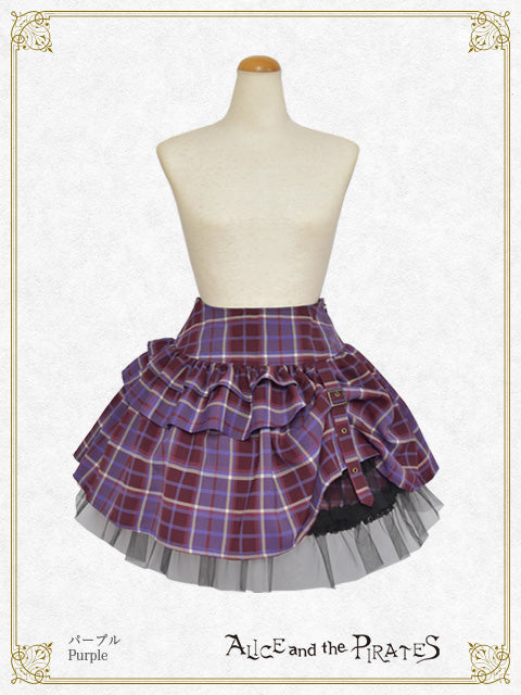 【Reservation】Tartan check pattern hipbone mini skirt