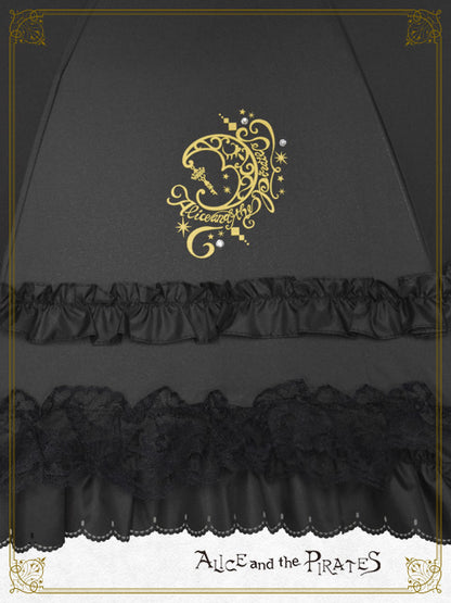 三日月と秘密の鍵プリントレースフリルアンブレラ