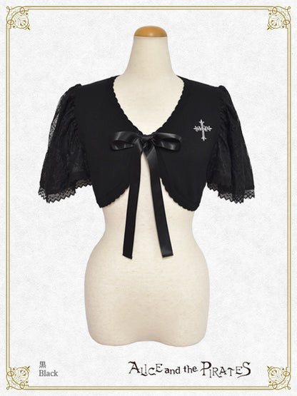 クロス刺繡入りフリル袖ボレロ