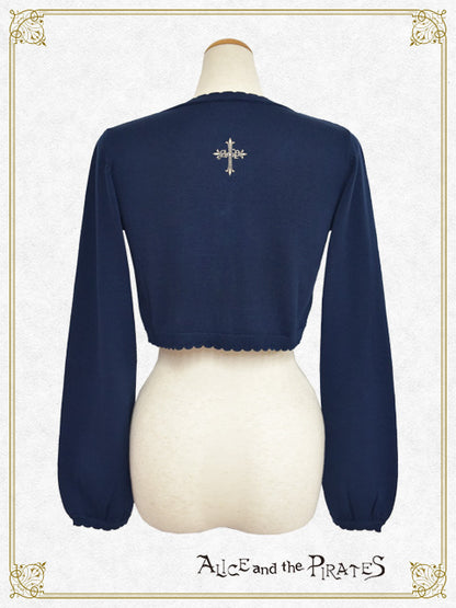 クロス刺繍入りショート丈カーディガン