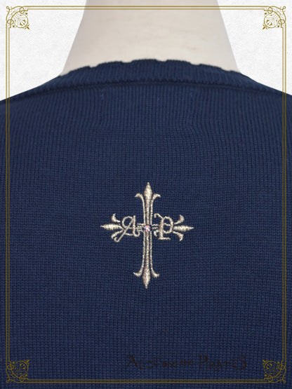 クロス刺繍入りショート丈カーディガン