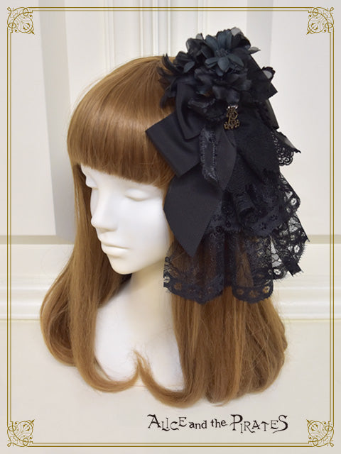 [Pre-order] Dark racy Flora ribbon veil clip