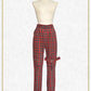 Blaine Claw tartan check bondage pants