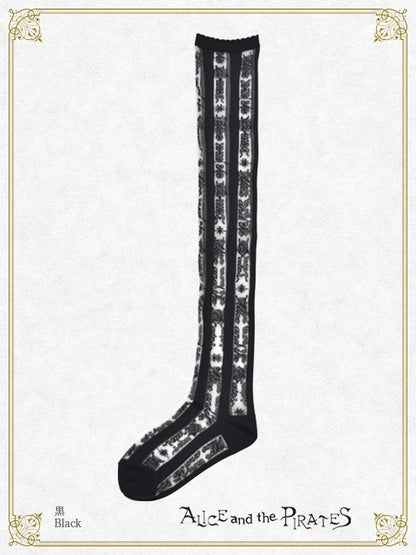 A/P Stripe Logo See-through Over-the-knee Socks