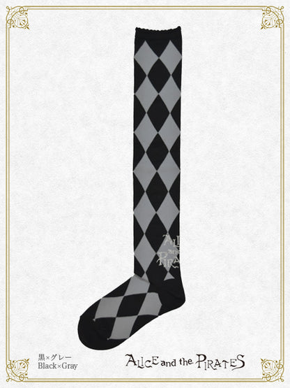 A/P Diamond Pattern Over-the-Knee Socks