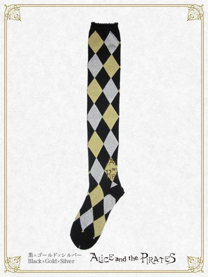 A/P Diamond Pattern Glitter Over-the-Knee Socks