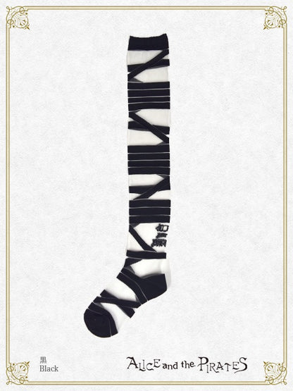 Rolled bandage see-through over-the-knee socks