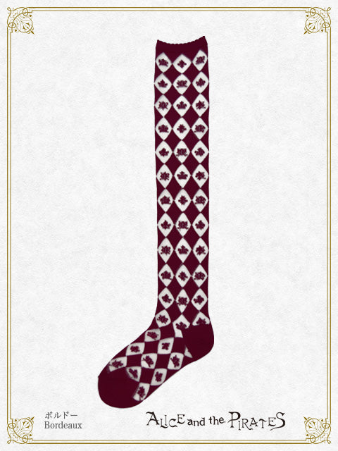 A/P royal diamonds see-through over knee socks