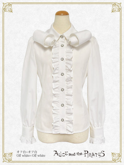 Twist Collar Long-Sleeve Blouse