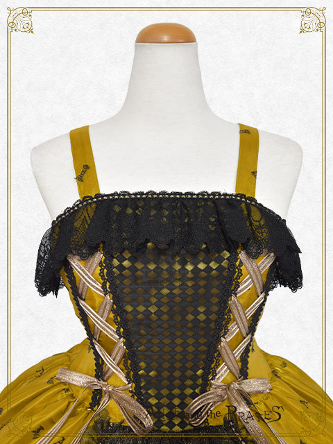 【完全受注生産】Chess Game of Destiny～Queen～embroidery ジャンパースカートドレス＆ネックコルセット＆アームカバー セット
