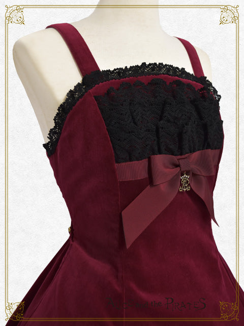[Pre-order] Antique Dahlia Velveteen Jumper Skirt