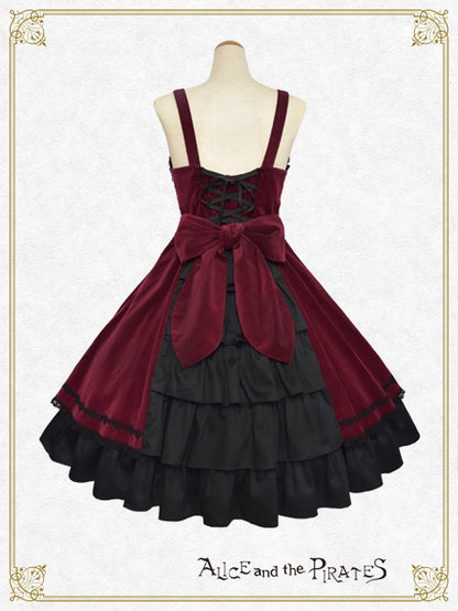 [Pre-order] Antique Dahlia Velveteen Jumper Skirt