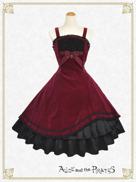 [Pre-order] Antique Dahlia Velveteen Jumper Skirt